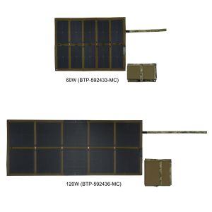 60W and 120W solar panels,60W solar panel shown unfolded - BTP-592433-MC,120W solar panel shown unfolded - BTP-592436-MC,60W solar panel shown folded - BTP-592433-MC,120W solar panel shown folded - BTP-592436-MC,60W solar panel shown unfolded - BTP-592433